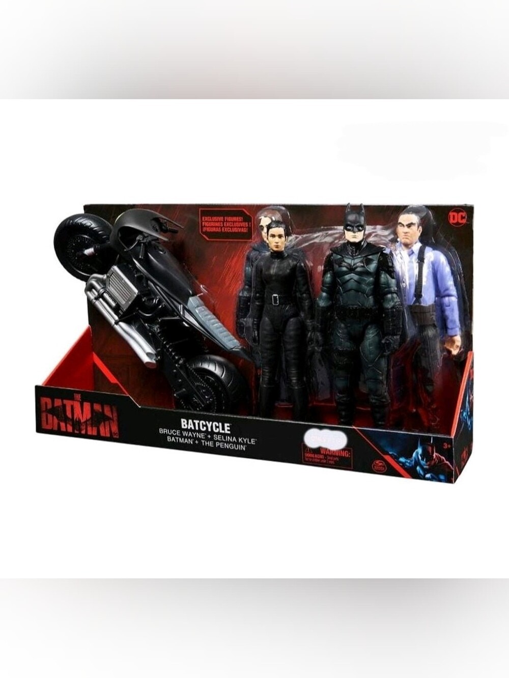 NIB DC The Batman 12" Batcycle Pack - 4 Figures (Bruce Wayne, Batman, Selina Kyl